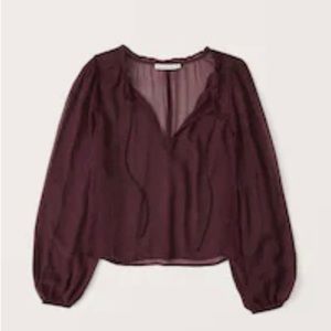 Express Long-Sleeve Tie-Front Chiffon Top‎